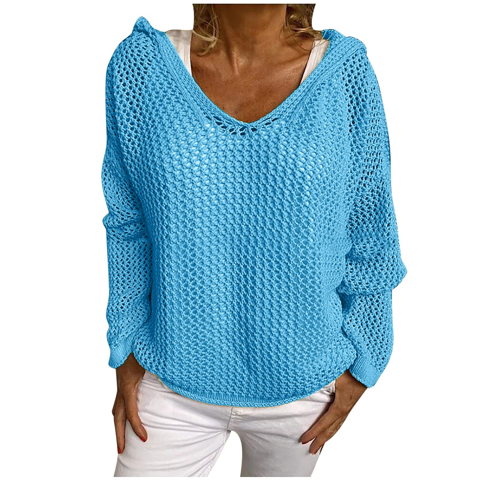 Knitted Hooded Lightweight Loose-Fit Sun-Protective Cardigan