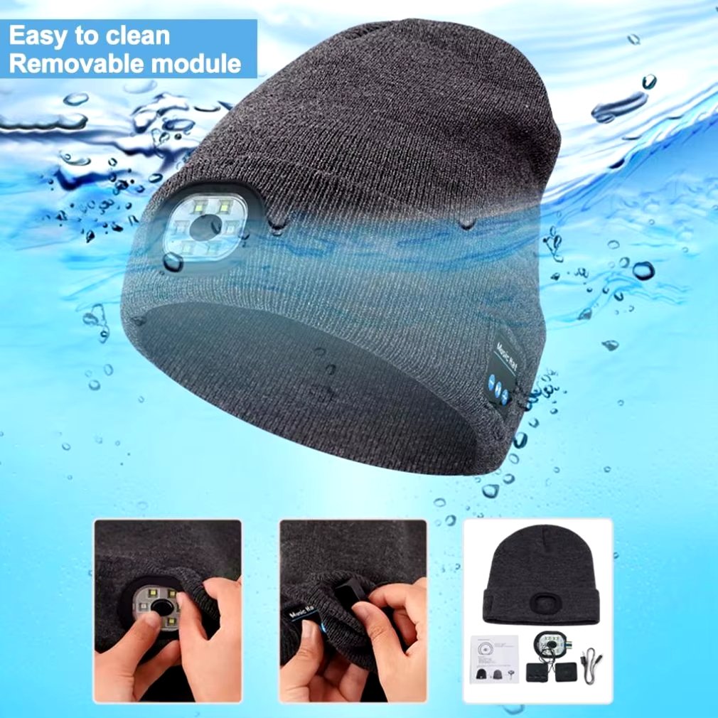 Winter 2025 Best Seller — Bluetooth Beanie with LED Headlight & Removable Speakers