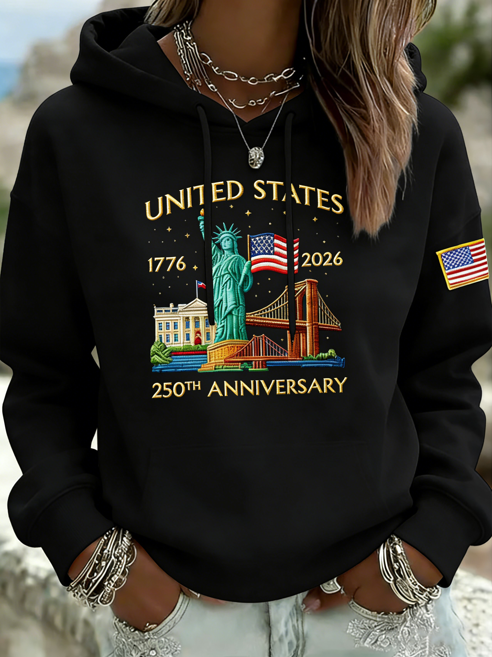 🎖️Women's Vintage America 250th Anniversary Print Hoodie