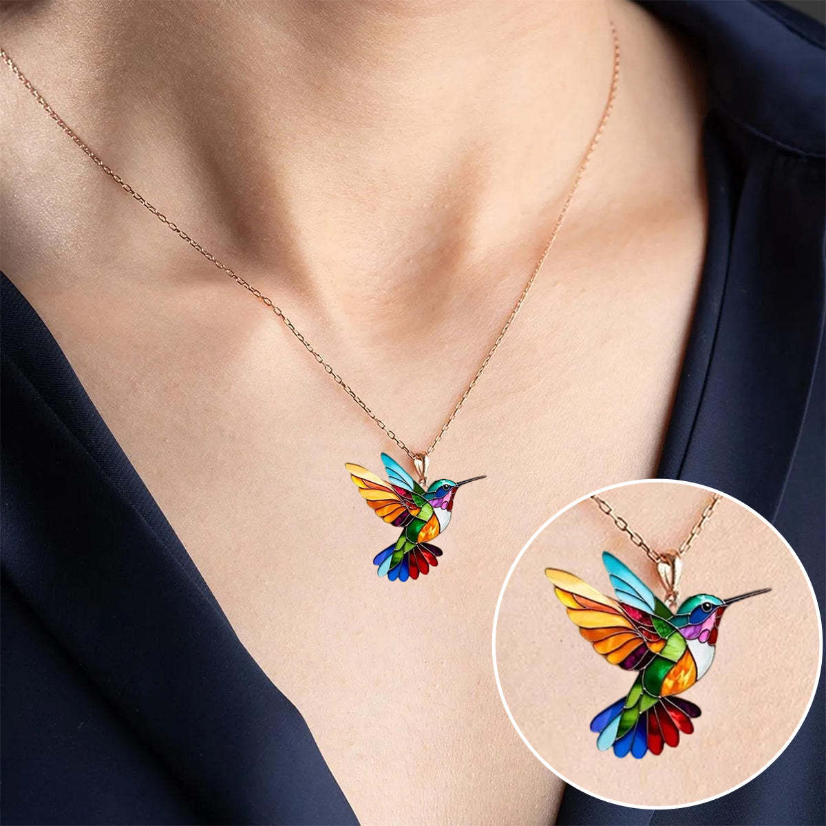 Colorful Hummingbird Necklace