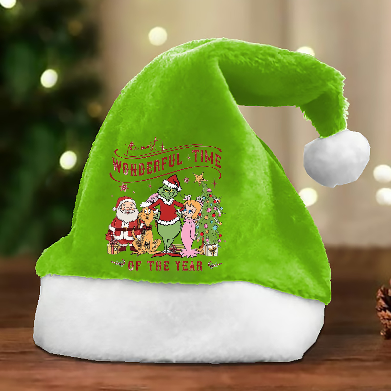 🎄Grinch Green Christmas Hat – Reversible Fleece for Kids & Adults🎅