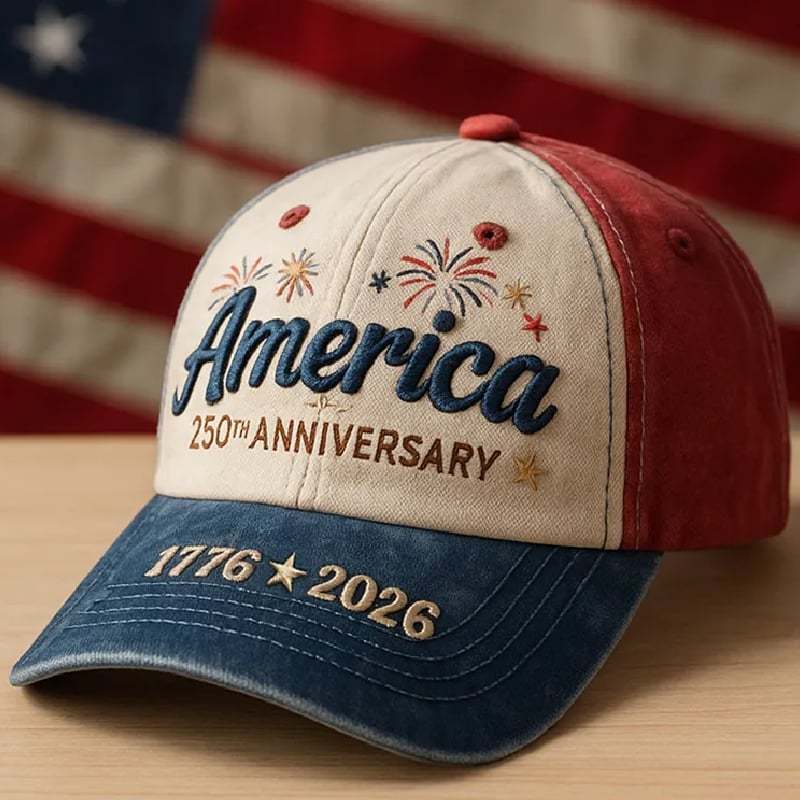 Unisex casual hat with 250th anniversary print