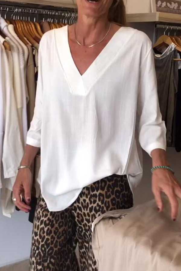 Solid Print Button Decor Long Sleeve Stylish Women Shirt