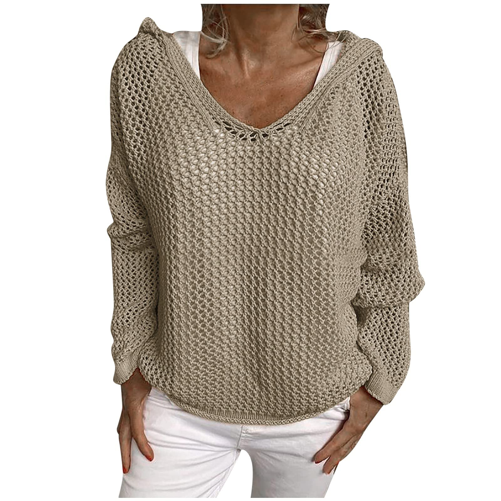 Knitted Hooded Lightweight Loose-Fit Sun-Protective Cardigan