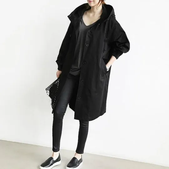 Water Resistant Oversized Hooded Windbreaker Rain Jacket