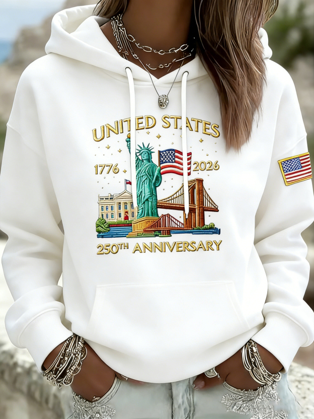 🎖️Women's Vintage America 250th Anniversary Print Hoodie