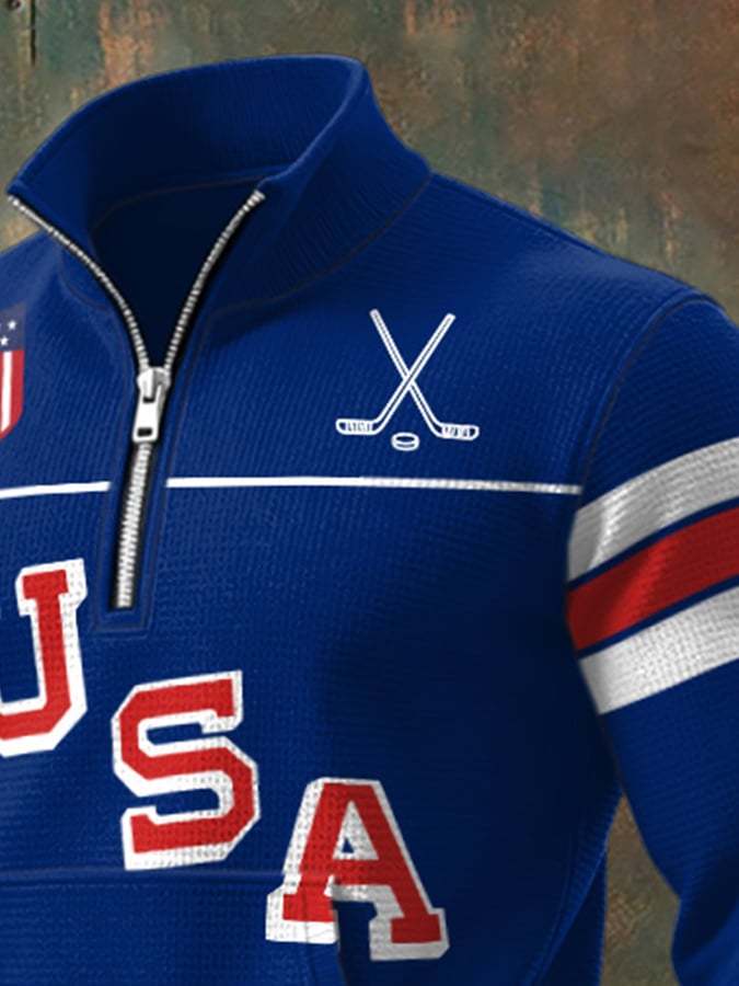 🥇Retro Men's USA Ice Hockey Print Sweatshirt