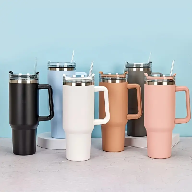 1pc stainless steel vacuum water bottle 1200ml 40 5oz leakproof insulated water cup large capacity portable cup with straw for   travel sports details 1