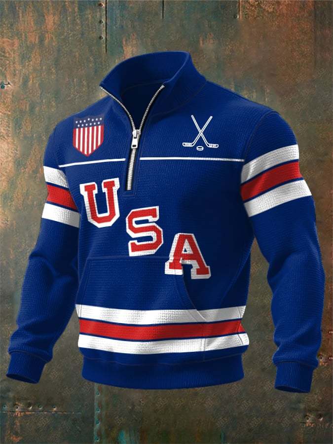 🥇Retro Men's USA Ice Hockey Print Sweatshirt
