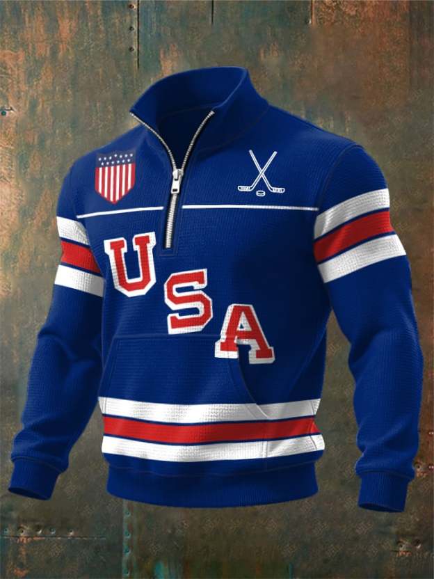 🥇Retro Men's USA Ice Hockey Print Sweatshirt