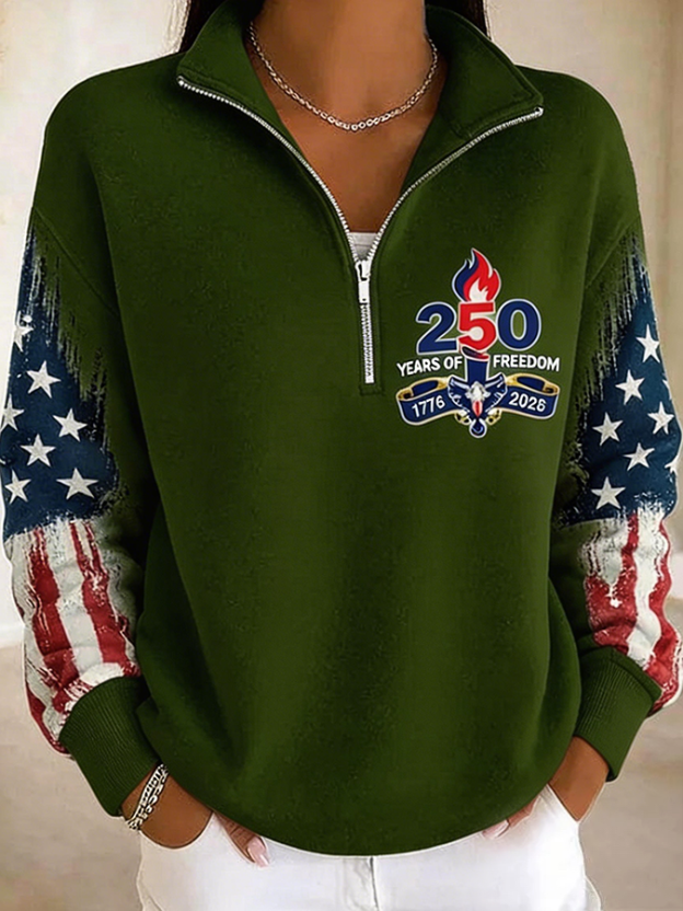Women's Casual America Flag Print Sweatshirt