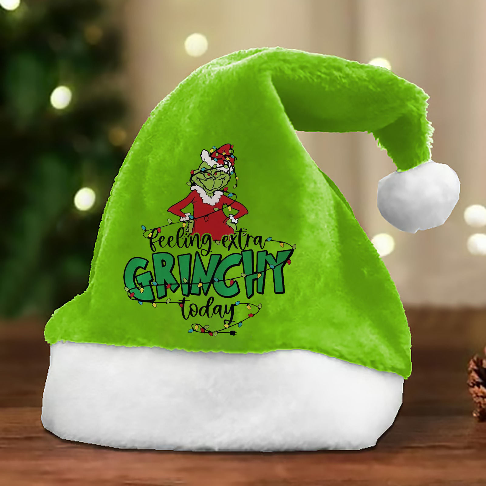 🎄Grinch Green Christmas Hat – Reversible Fleece for Kids & Adults🎅