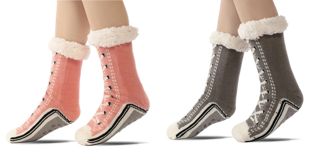 🔥Get 2 Pairs Ultra-Thick Cashmere-Soft Slipper HomeSocks for $22.98