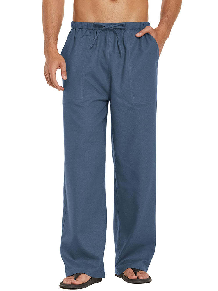 Linen Style Elastic Waist Yoga Pants 