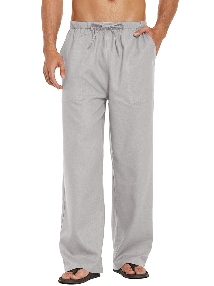 Linen Style Elastic Waist Yoga Pants 
