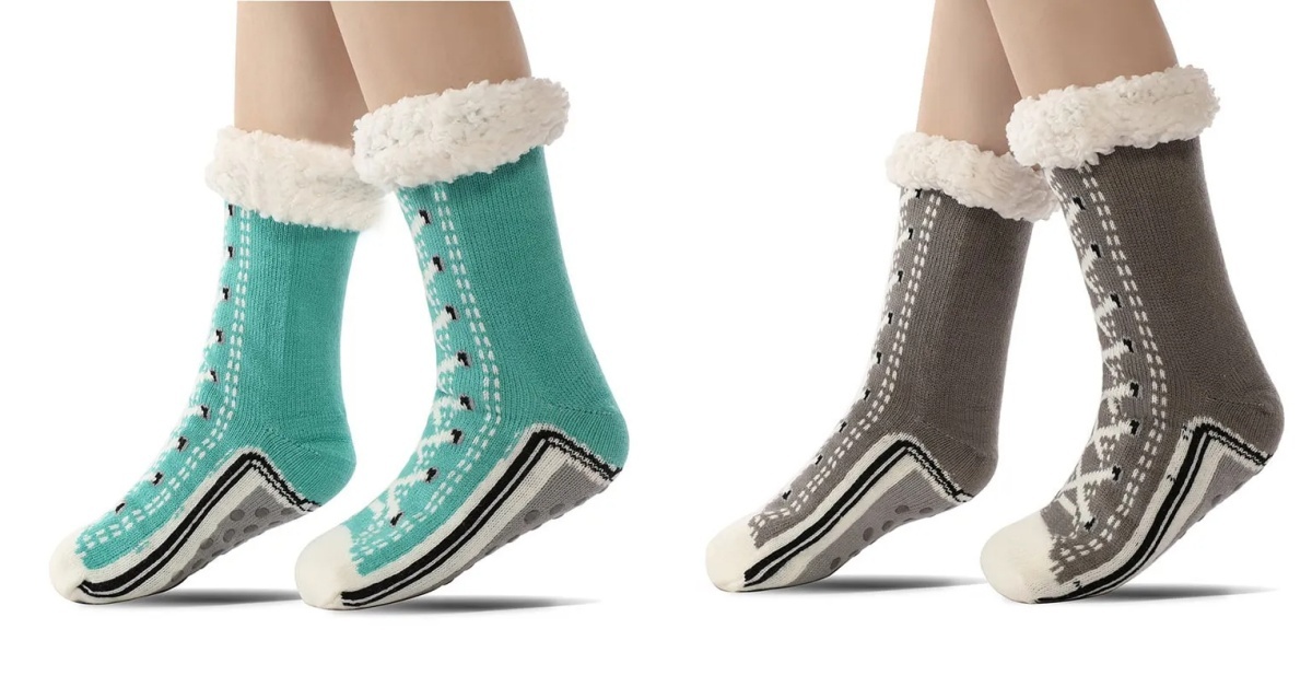 🔥Get 2 Pairs Ultra-Thick Cashmere-Soft Slipper HomeSocks for $22.98