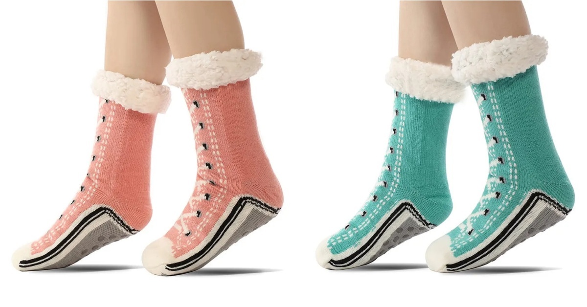 🔥Get 2 Pairs Ultra-Thick Cashmere-Soft Slipper HomeSocks for $22.98