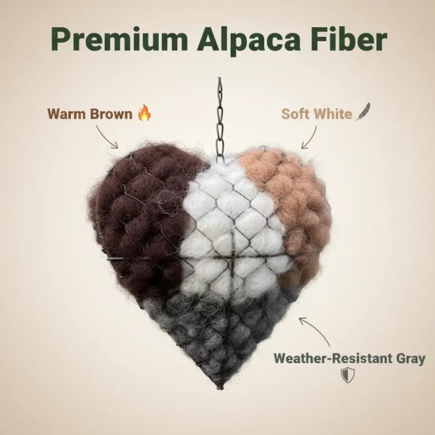 🔥LAST DAY 49% OFF - 🕊️🏡Handmade Natural Alpaca Fiber Bird Nesting Heart❤️A Cozy Gift for Birds