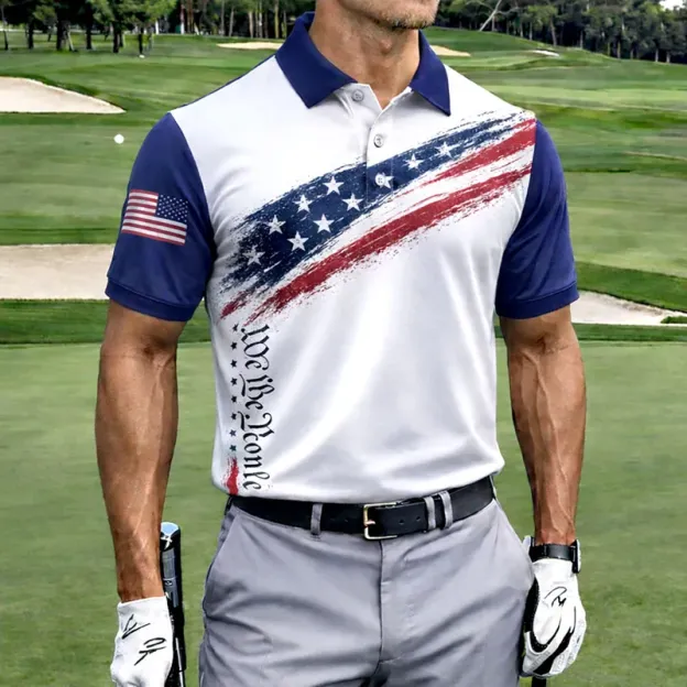 US 250th Anniversary Print Men's Polo Shirt