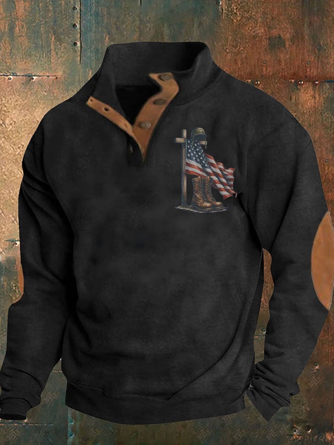 Men's Aintage Faith Veteran Flag Print Sweatshirt