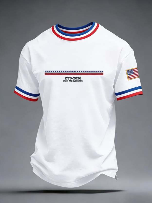 Men's 250th Anniversary of the United States Printed Short-Sleeve T-Shirt