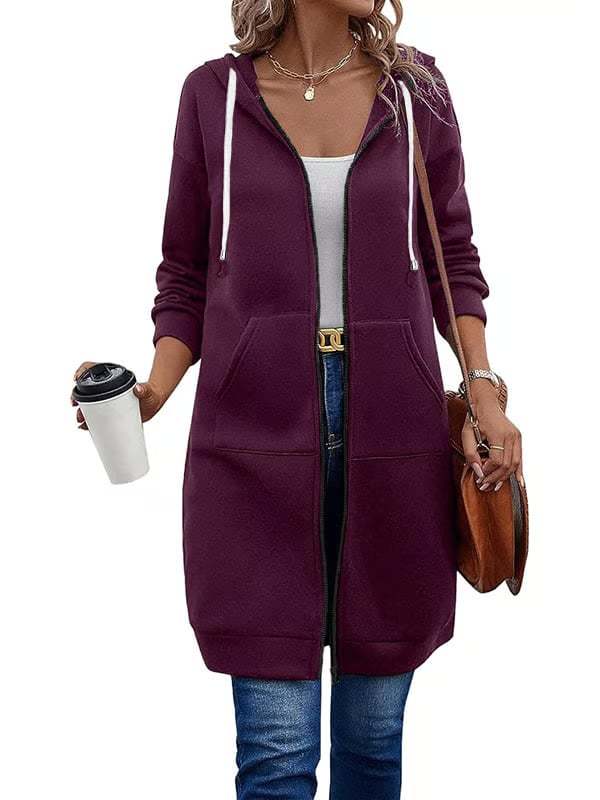 Women Casual Zip up Polyester Hoodies