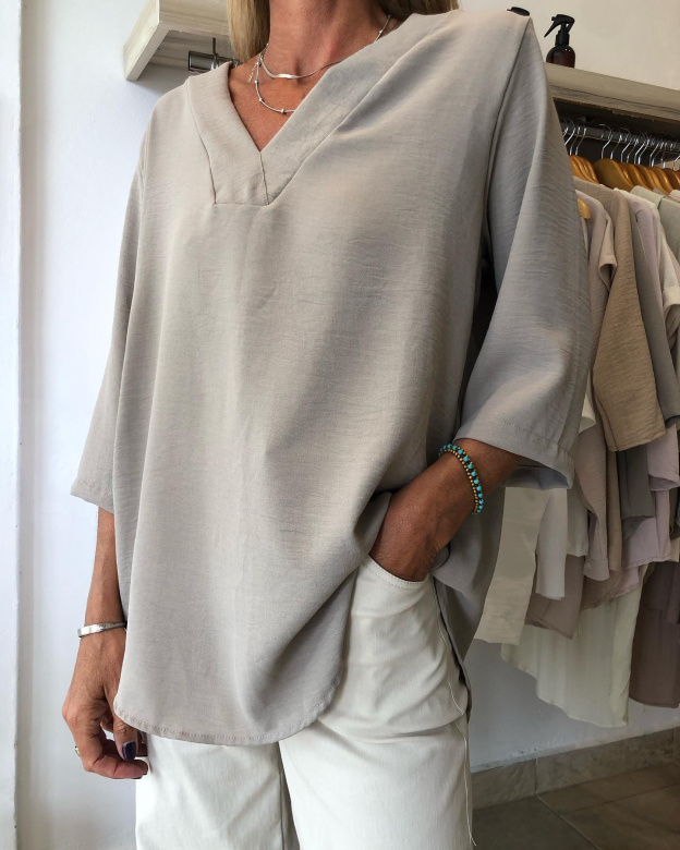 Solid Print Button Decor Long Sleeve Stylish Women Shirt