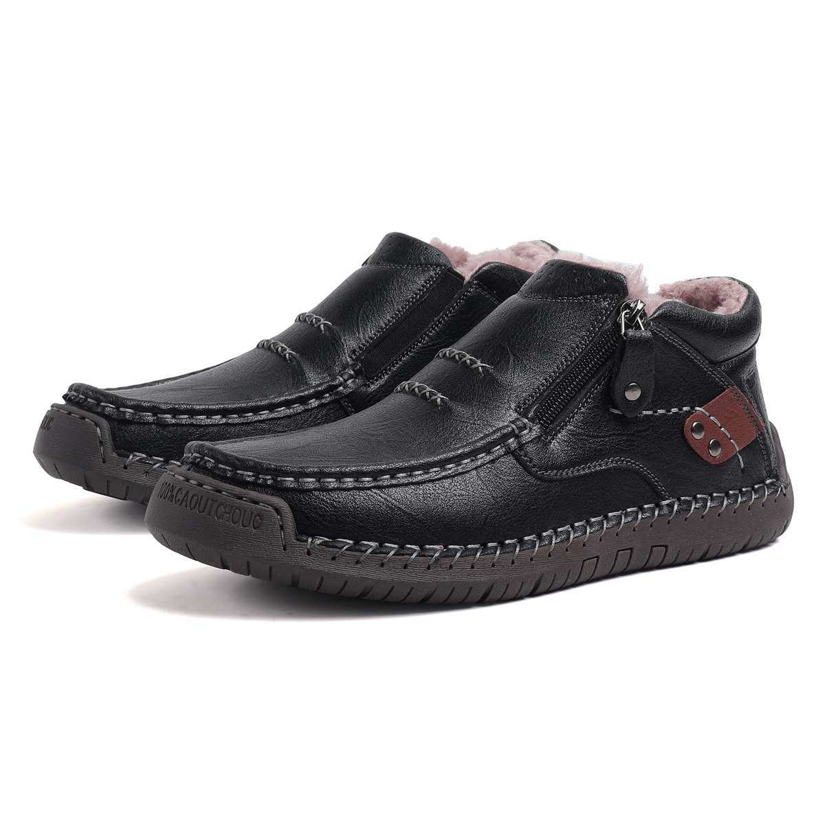 ⏰Limited Time Sale 70% OFF-Men’s Handmade Premium Leather Slip-On Driving Boots – Wide Toe, Arch Support, Waterproof, Pressure Relief, Non-Slip Sole&Warmth for Casual, Travel & Outdoor