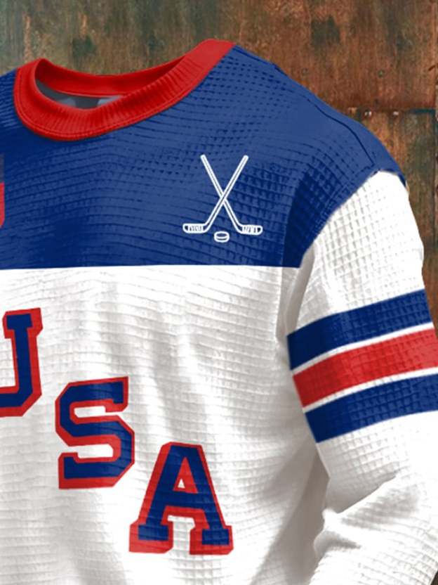 🥇Retro Men's USA Ice Hockey Print Sweatshirt