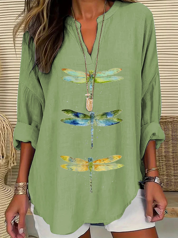 Women's Dragonfly Print Casual Shirt