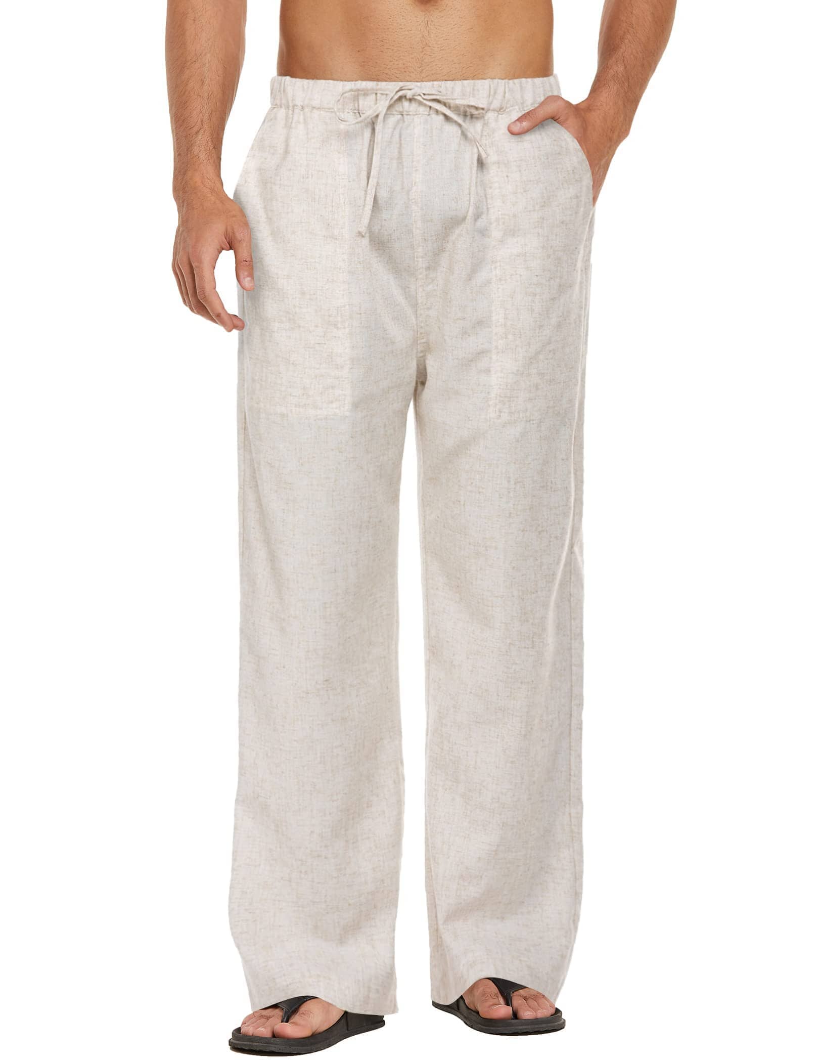 Linen Style Elastic Waist Yoga Pants 