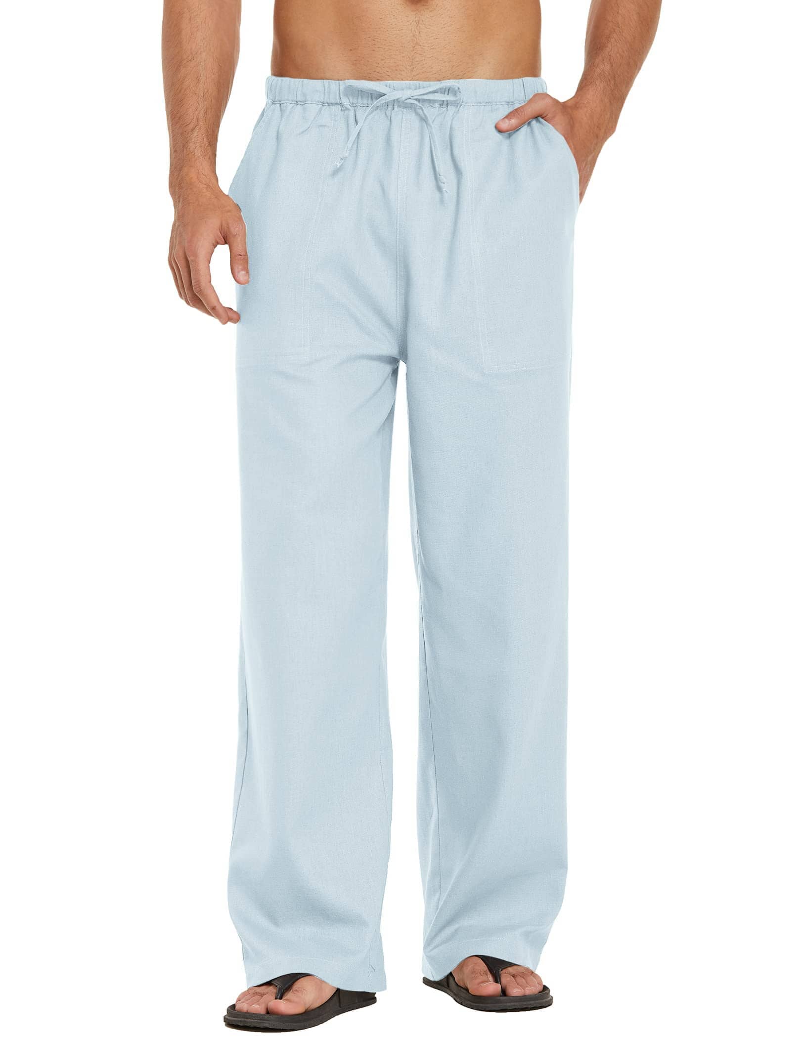 Linen Style Elastic Waist Yoga Pants 
