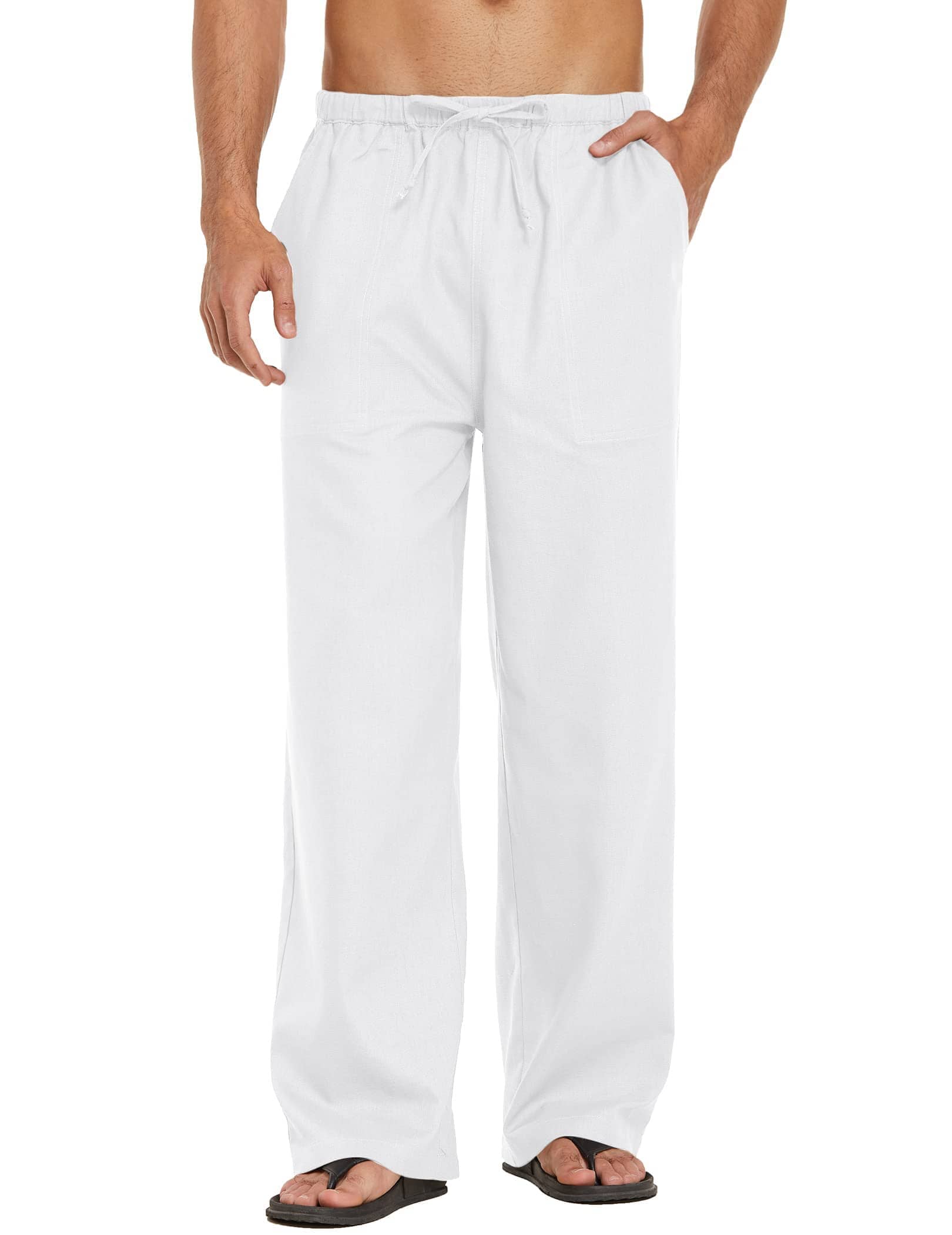 Linen Style Elastic Waist Yoga Pants 