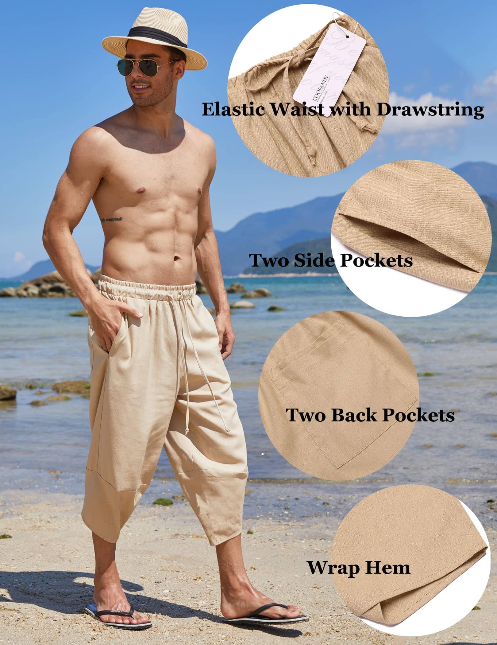 Linen Style 3/4 Shorts Yoga Trousers