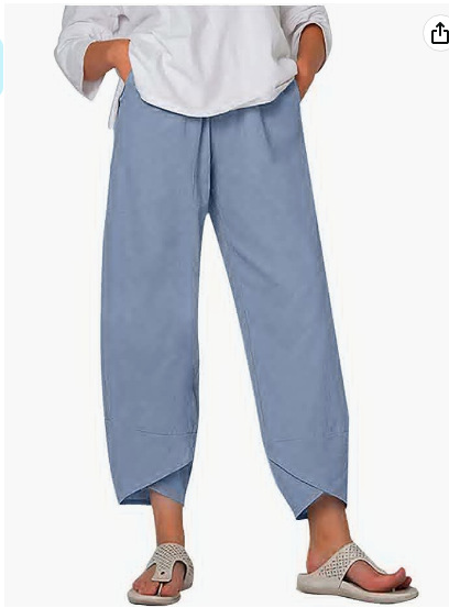 Women's Solid Color Loose Elegant Casual Simple Cotton And Linen Ninth Pants