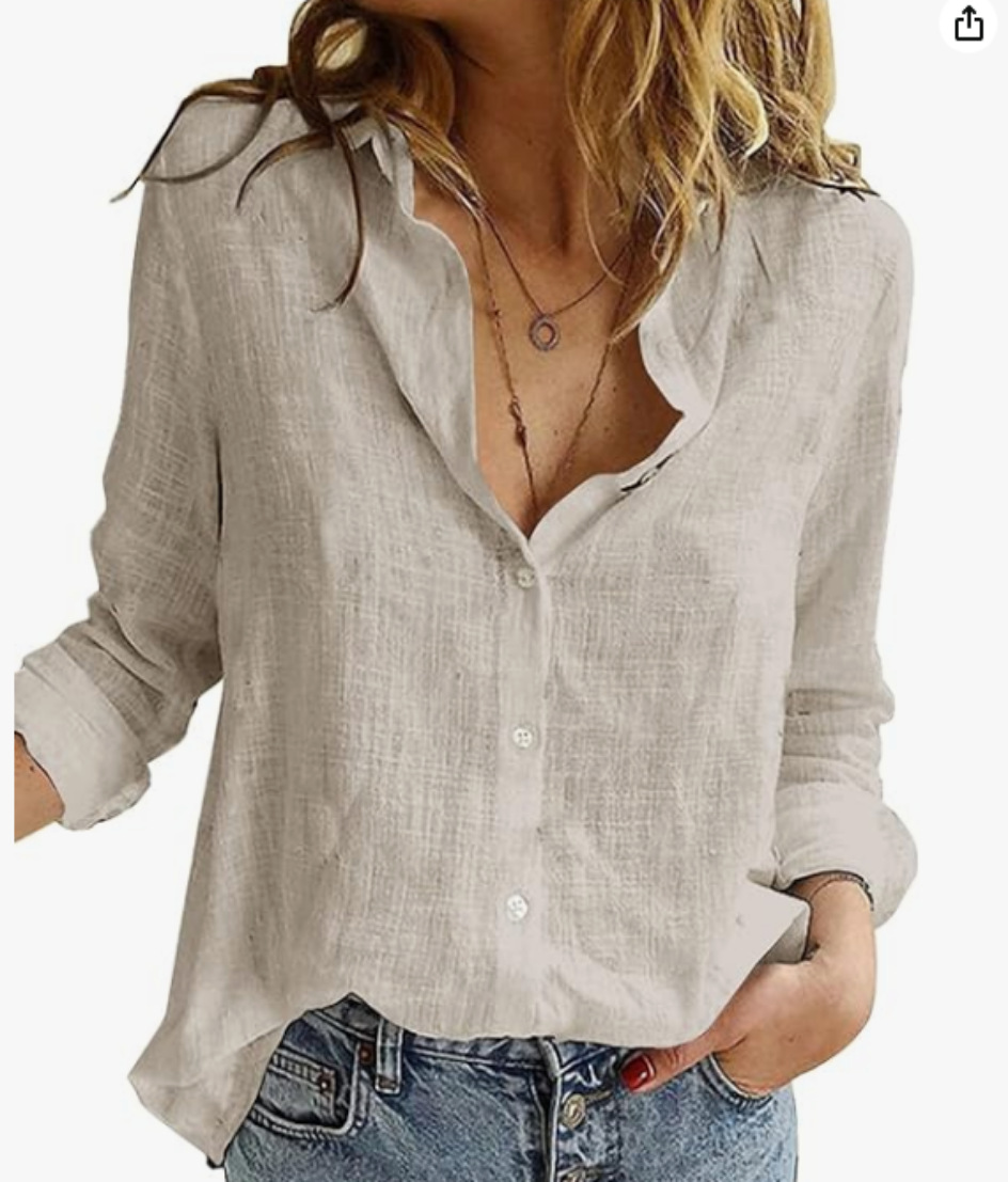Astylish Womens V Neck Roll up Sleeve Button Down Blouses Tops