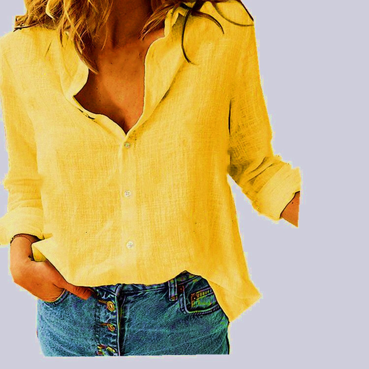 Astylish Womens V Neck Roll up Sleeve Button Down Blouses Tops
