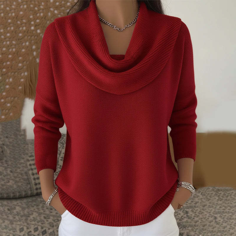 Women's Soft and Elegant Solid Color Ruffled Collar Sweater Top