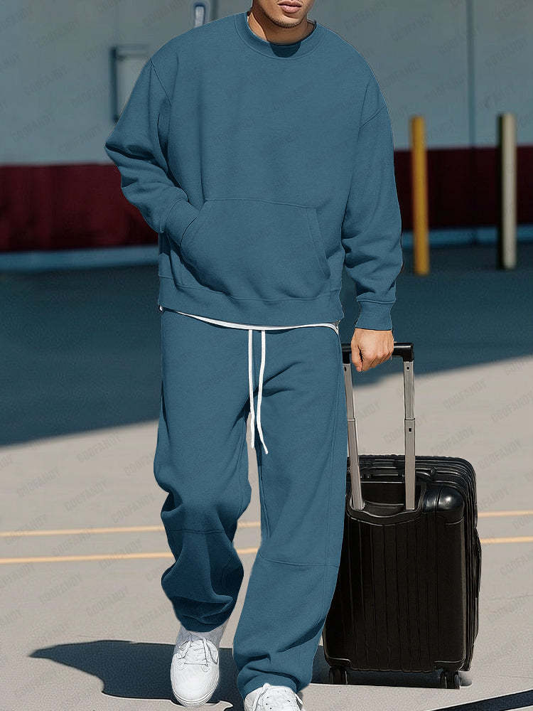 Versatile Relaxed Fit Sweatshirt Pants Set