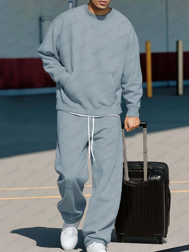 Versatile Relaxed Fit Sweatshirt Pants Set