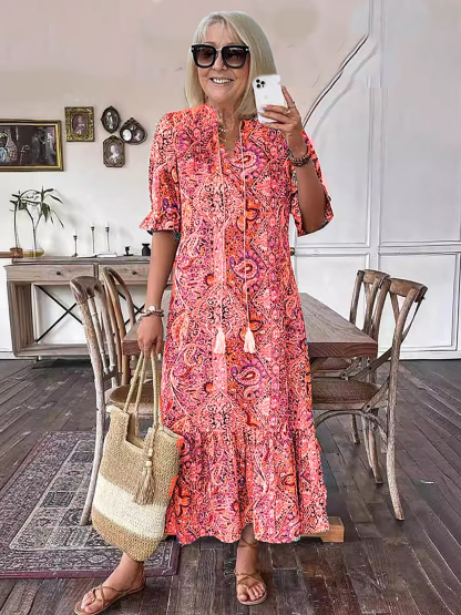 Summer Casual Vacation Paisley Print Dress