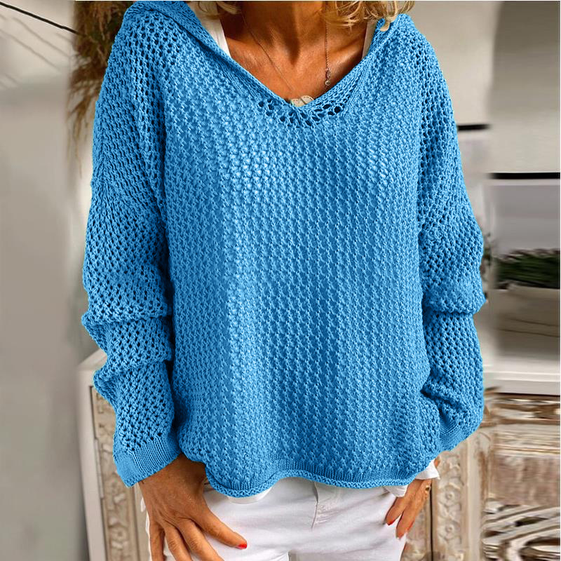 Knitted Hooded Lightweight Loose-Fit Sun-Protective Cardigan