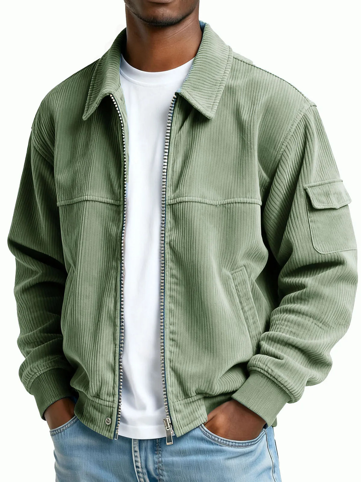 Men's Retro Corduroy Fashion Casual Long-Sleeved Pocket Jacket