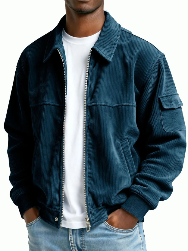 Men's Retro Corduroy Fashion Casual Long-Sleeved Pocket Jacket
