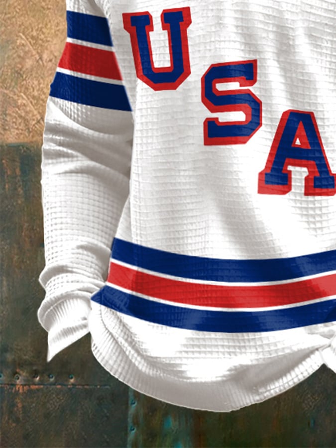 🥇Retro Men's USA Ice Hockey Print Sweatshirt