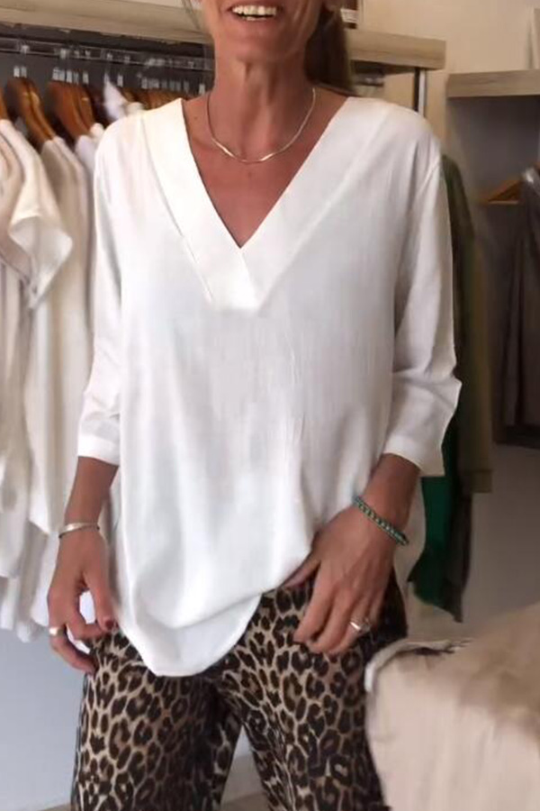 Solid Print Button Decor Long Sleeve Stylish Women Shirt