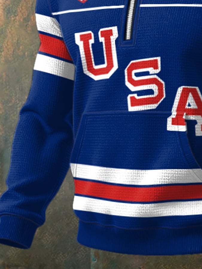 🥇Retro Men's USA Ice Hockey Print Sweatshirt