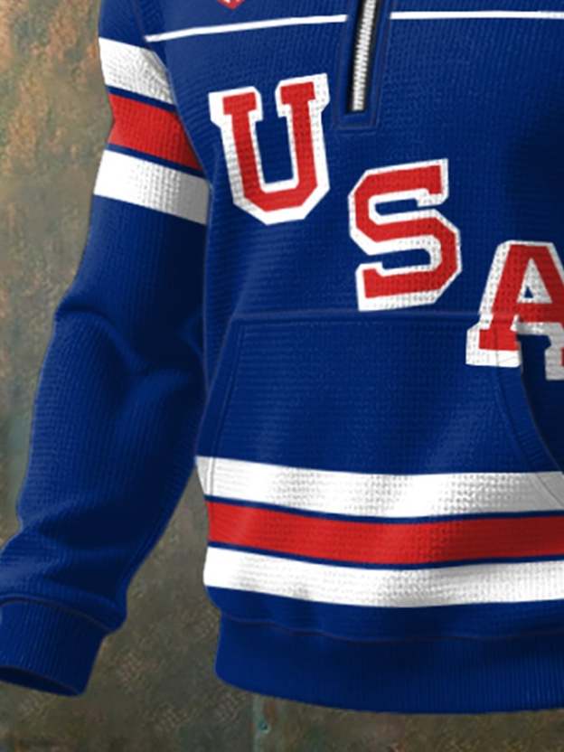 🥇Retro Men's USA Ice Hockey Print Sweatshirt