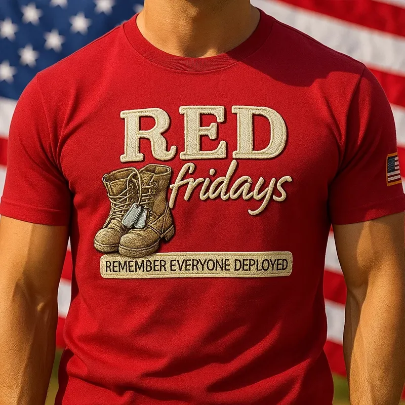 Red Friday Graphic Printed Casual Short Sleeve T-Shirt