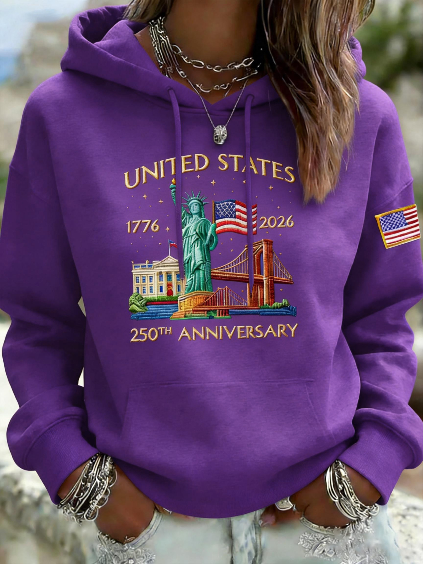 🎖️Women's Vintage America 250th Anniversary Print Hoodie